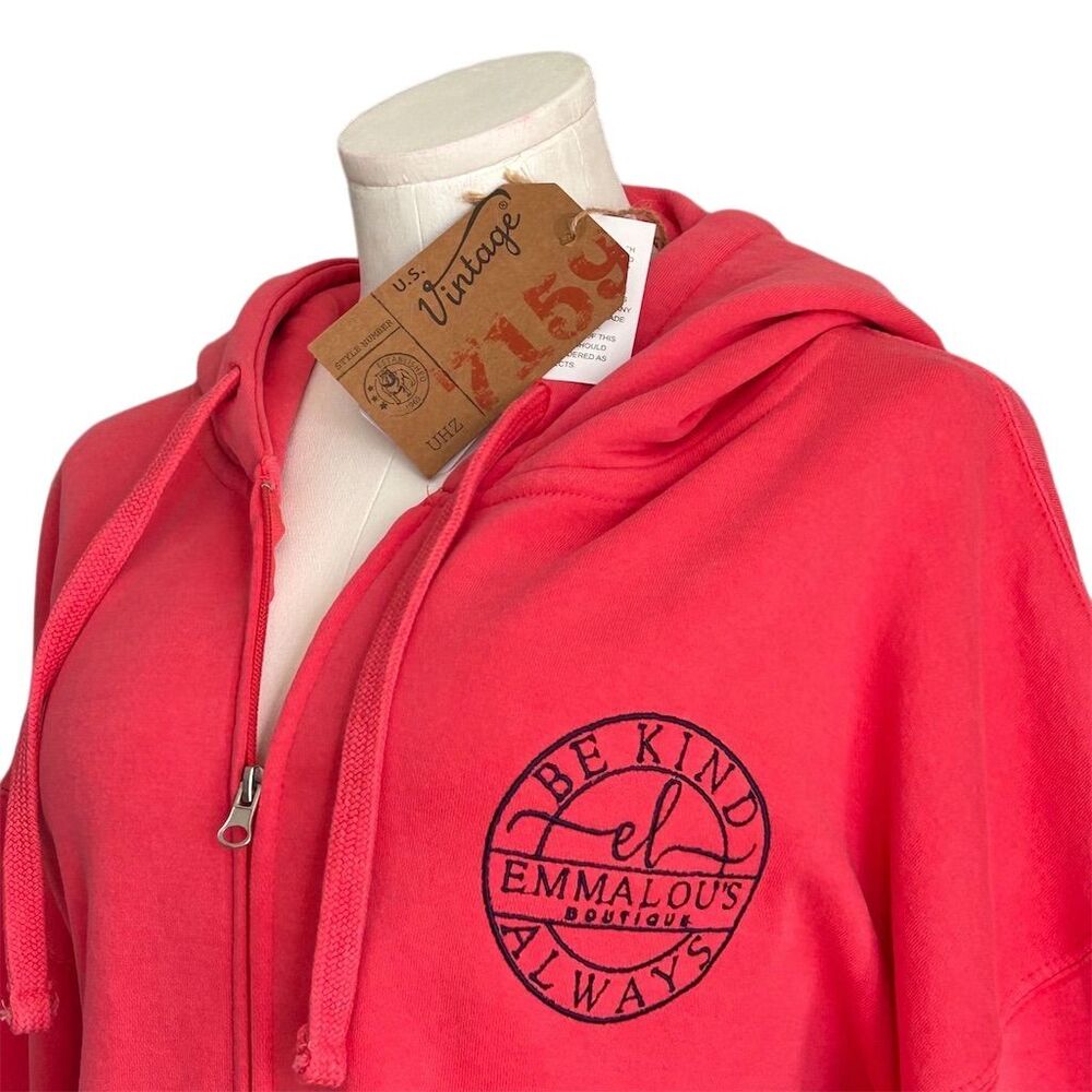 NWT U.S. Vintage Women Size 2XL Pink Zip-Up Hoodie "Be Kind Always" Jacket - Picture 8 of 8